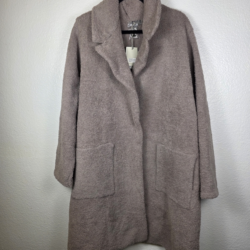 Barefoot Dreams CozyChic Coatigan with Patch Pockets Women's Size 2X Beach Rock